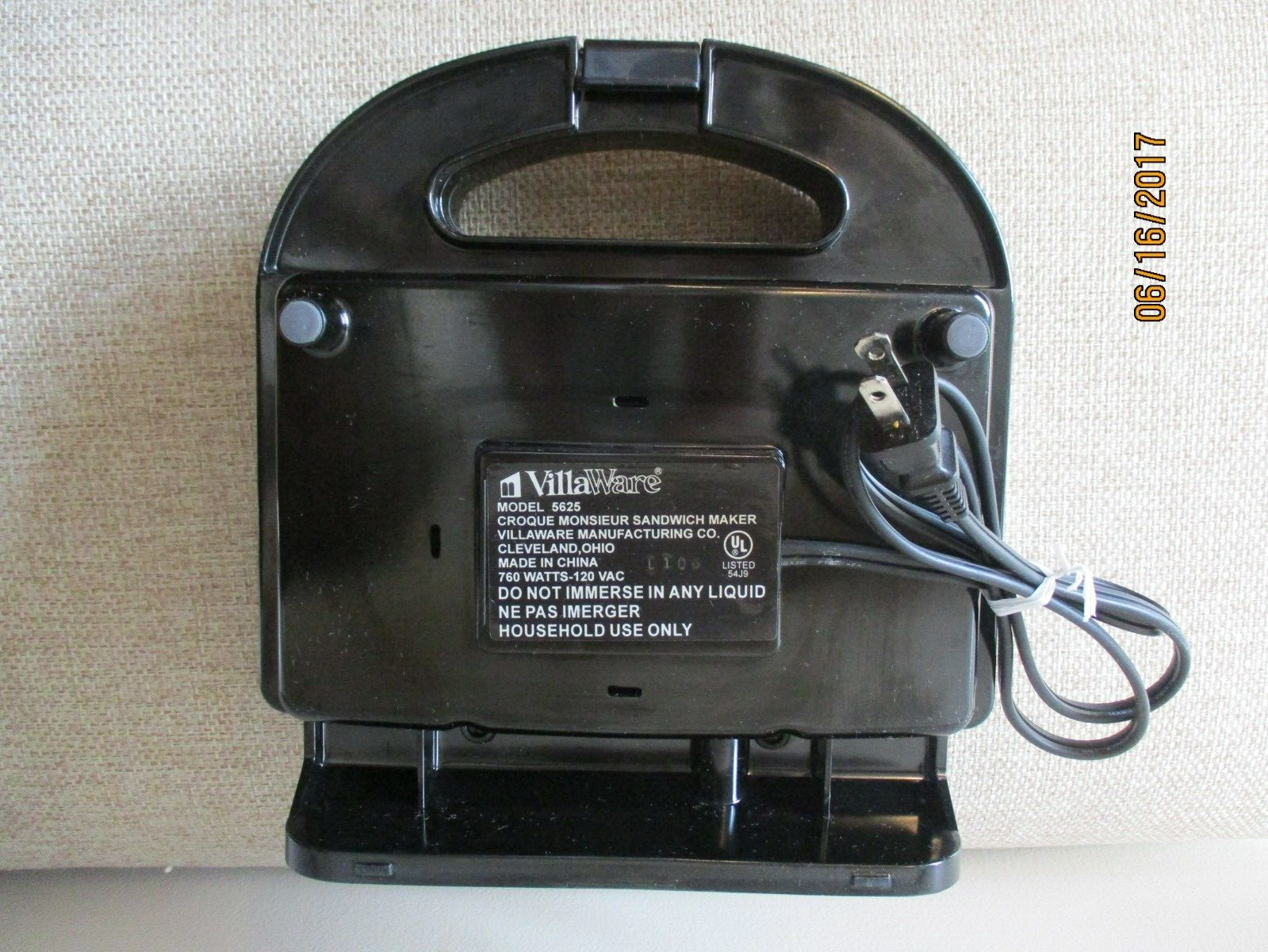 VillaWare Electric Croque Monsieur Sandwich Maker Grill & Seal