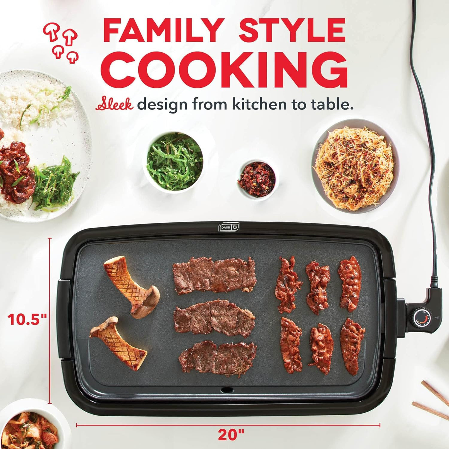 Deluxe Everyday Electric Griddle, Removable Nonstick Plate, Aqua | Flat Top Gril