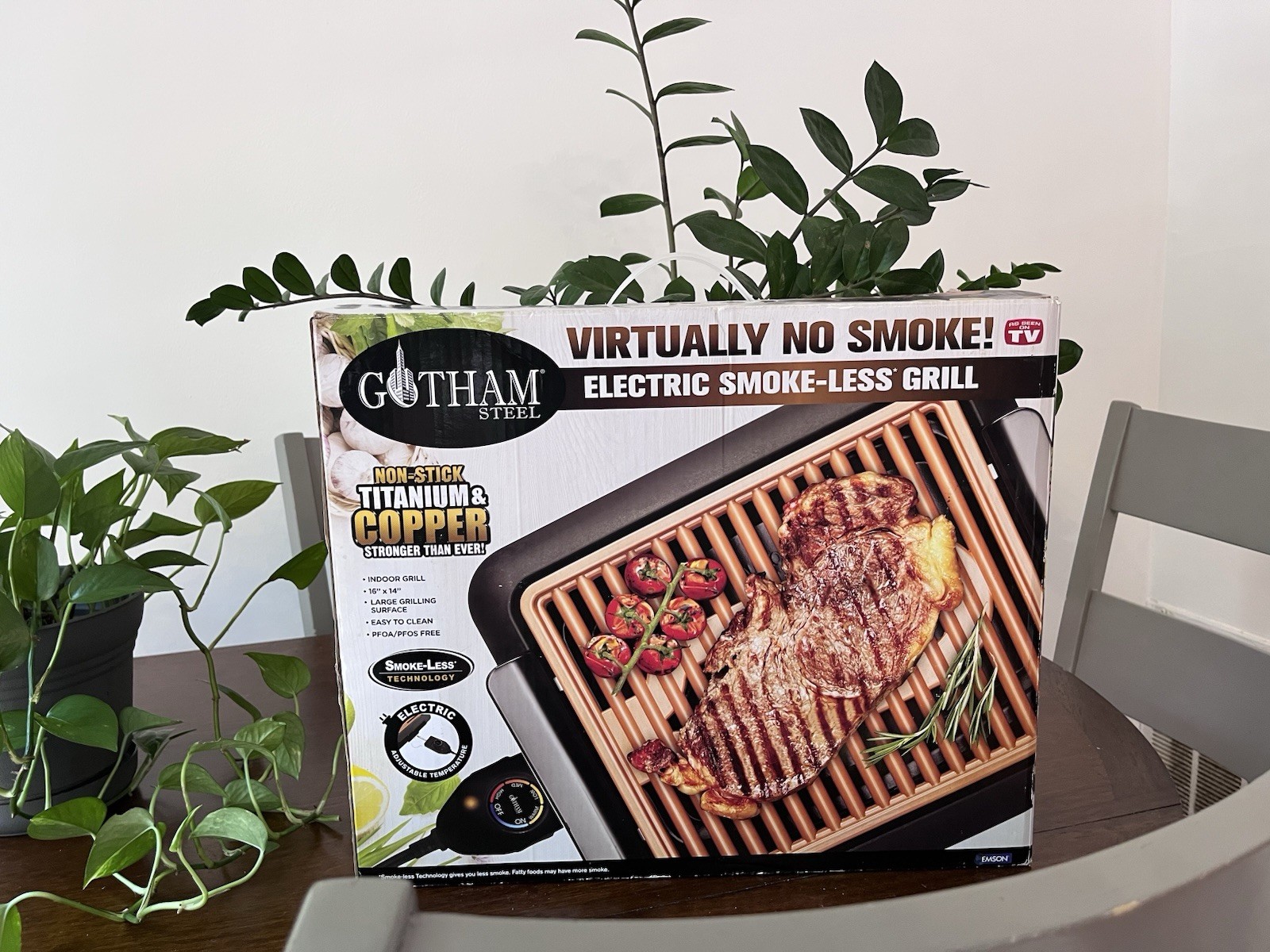 Gotham Steel Electric Grill Smokeless, Titanium Copper, Nonstick