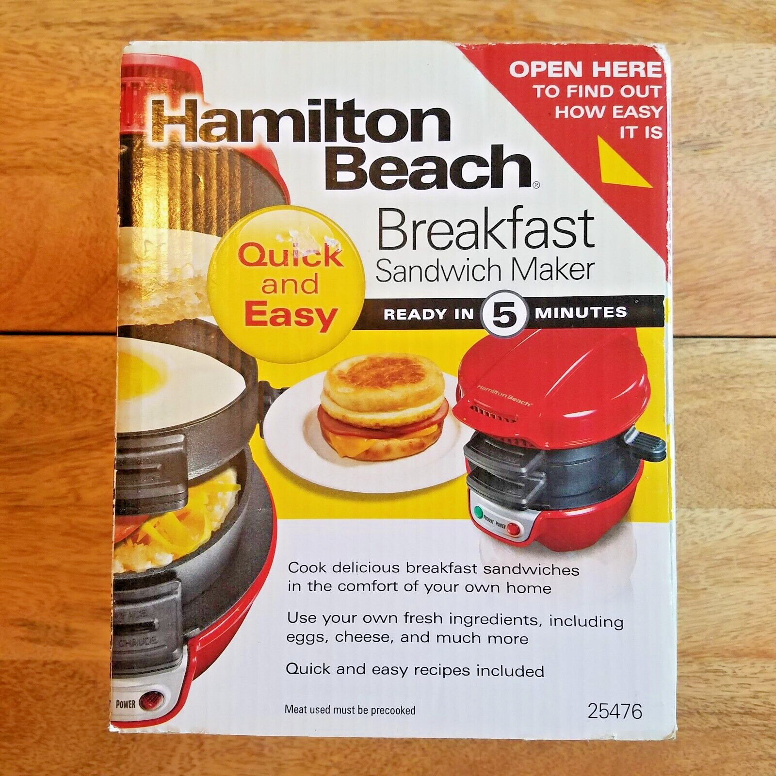 Hamilton Beach Breakfast Sandwich Maker Red 25476 Kitchen Dorm Quick Easy NEW