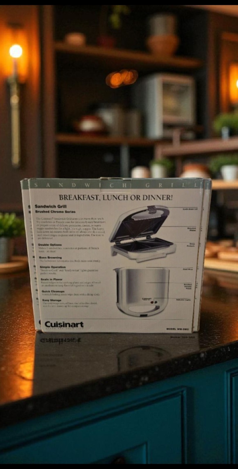 NEW Cuisinart Sandwich Grill Brushed Chrome Series WM-SW2 – Makes 2 Sandwiches!