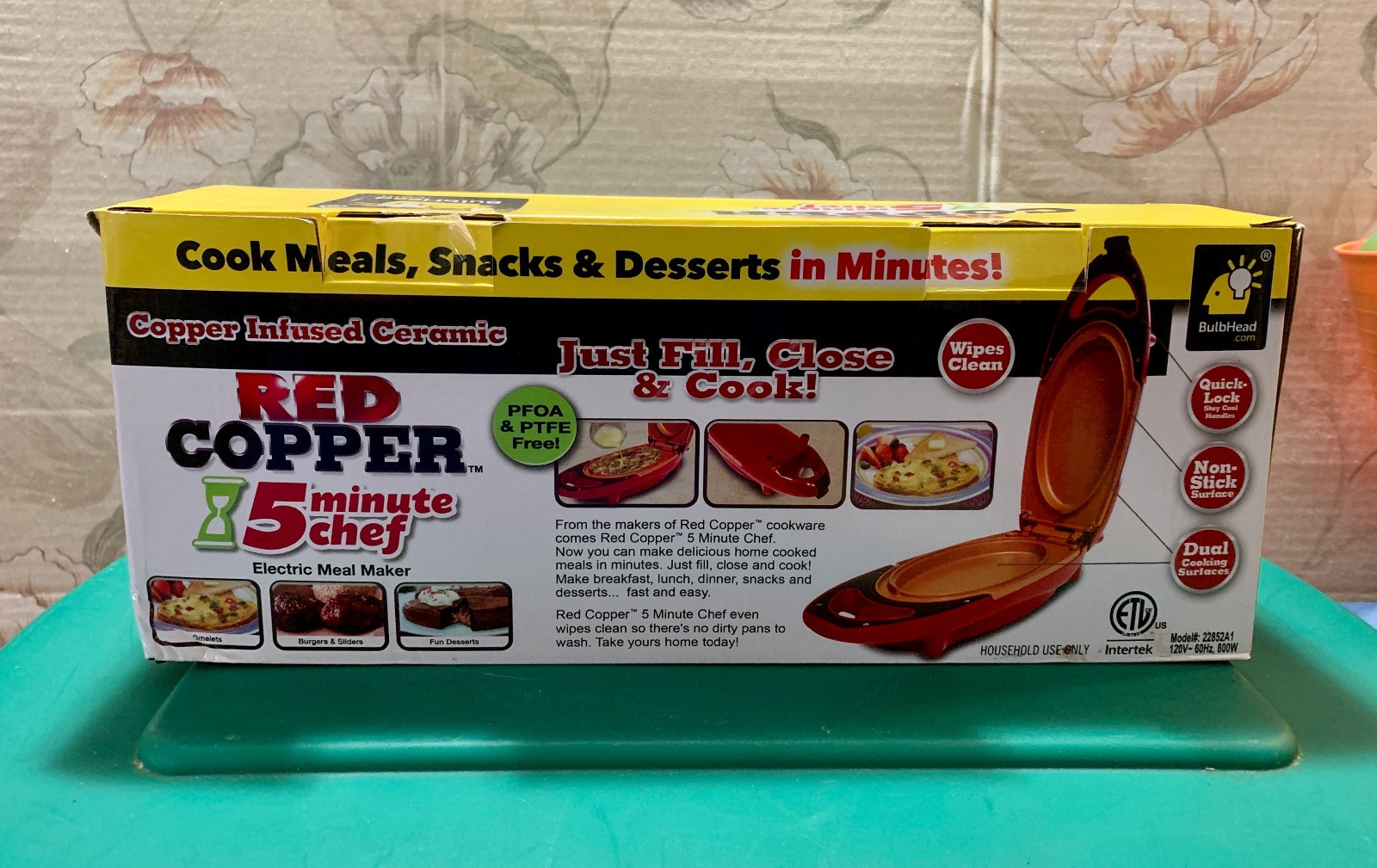 Copper Red 5 Minute Chef Copper Infused Ceramic Electric Meal Dessert Snack Etc