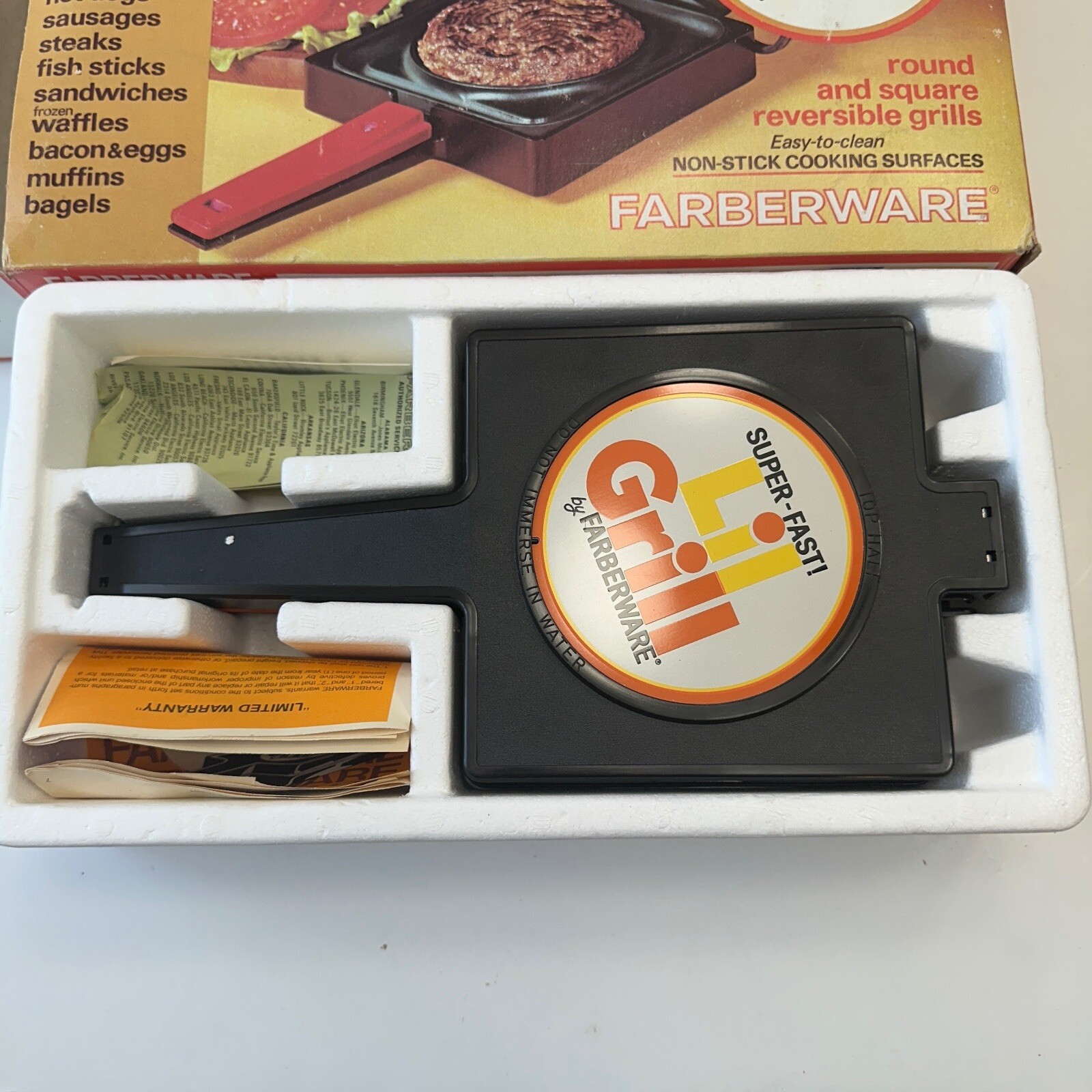 Vintage Farberware Lil Grill Super Fast Round Square Reversible Grills Non-Stick