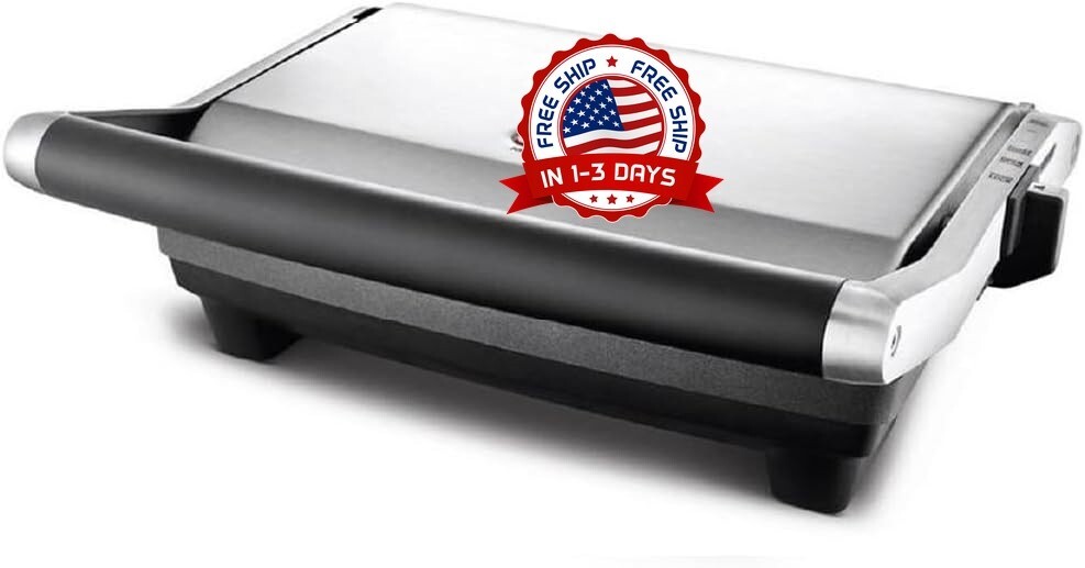 Prensa Eléctrica Antiadherente Para Parrilla Panini Con Tapa De Bloqueo 1500W US
