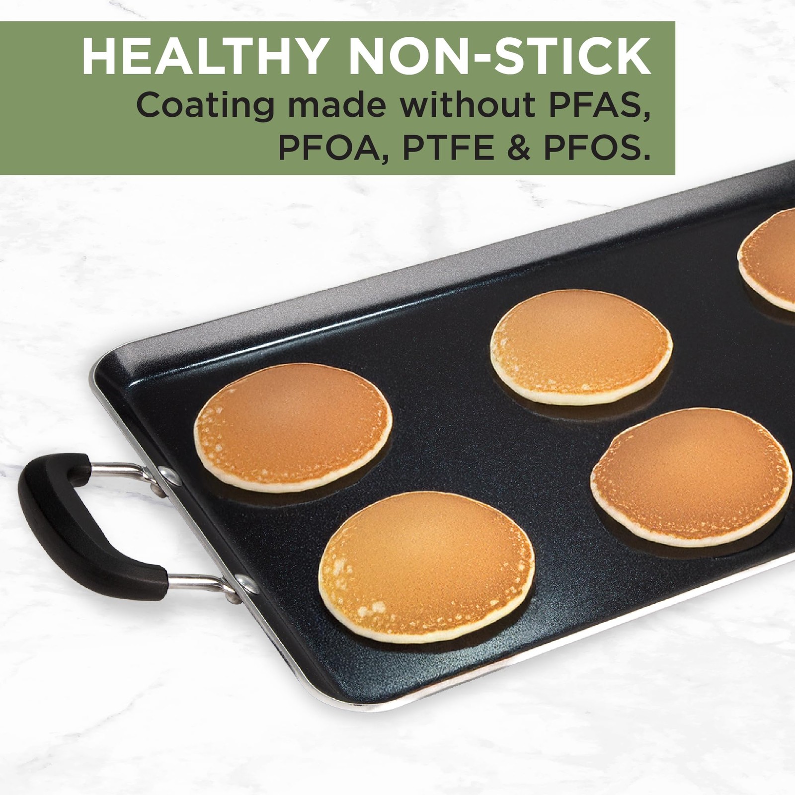 Artistry Nonstick Double Burner Griddle, Easy To Clean, Cool Touch Silicone Hand
