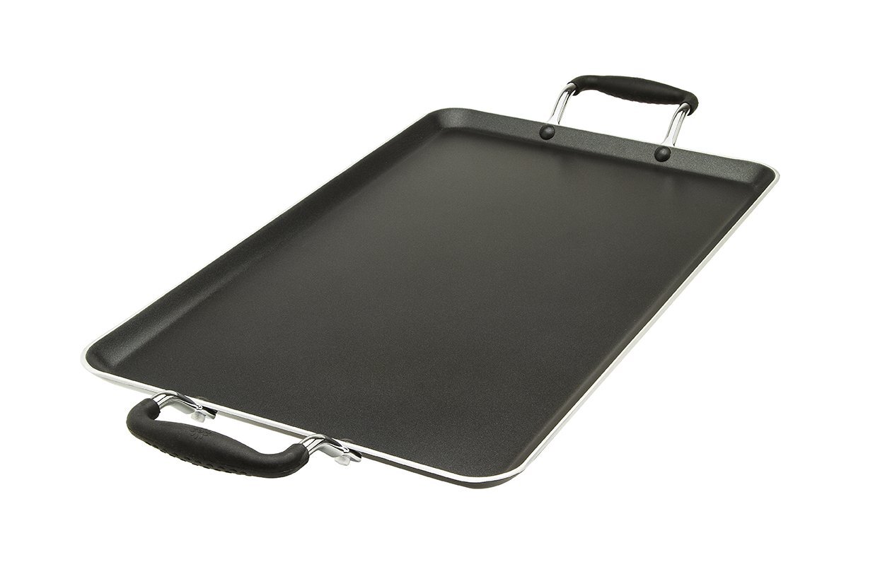 Artistry Nonstick Double Burner Griddle Easy To Clean Cool Touch Silicone Handle