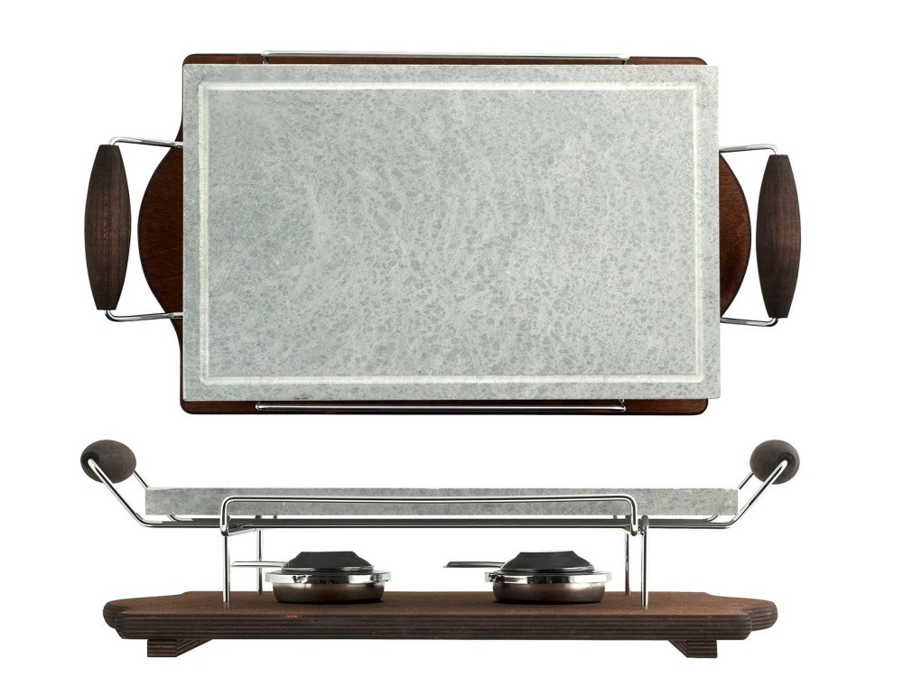 Rectangular Soapstone Base In Wood 40x25cm Bisetti