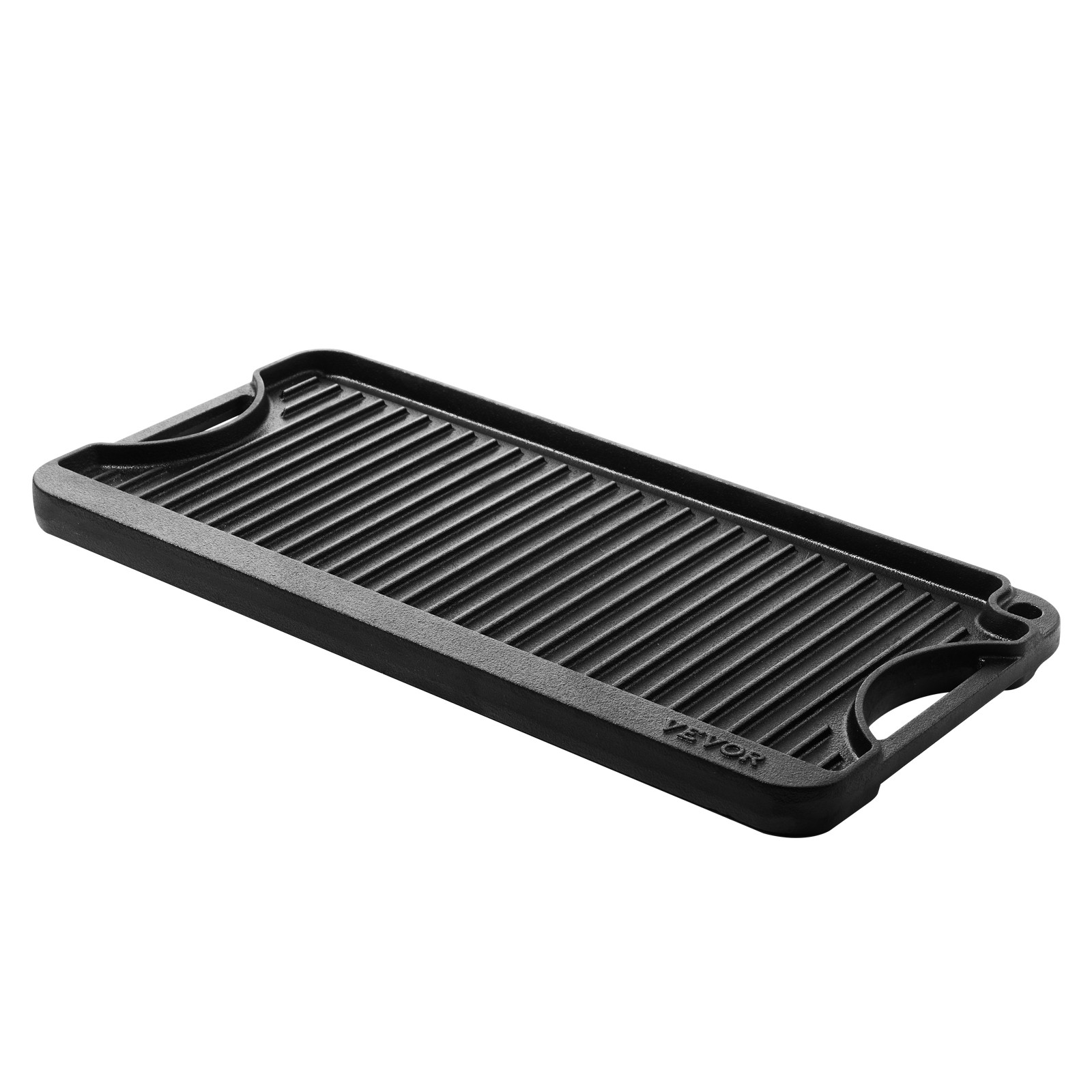 VEVOR 20x10in Reversible Grill Griddle Pre-Seasoned Rectangular BBQ Pan Cast