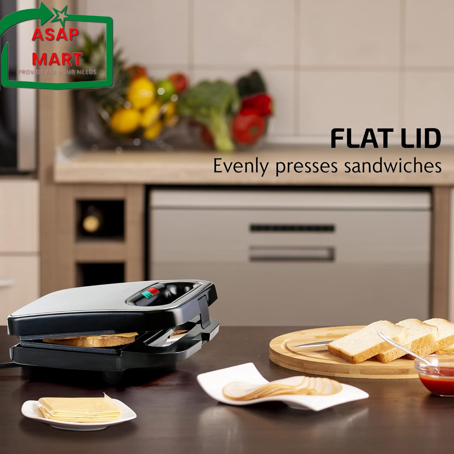 OVENTE Electric Sandwich Maker with Non-Stick Plates, Indicator Lights, Cool Tou