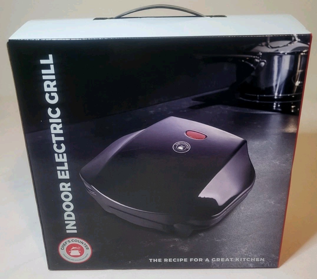 Countertop Indoor Electric Grill By Chef’s Counter Brand New Black Nonstick