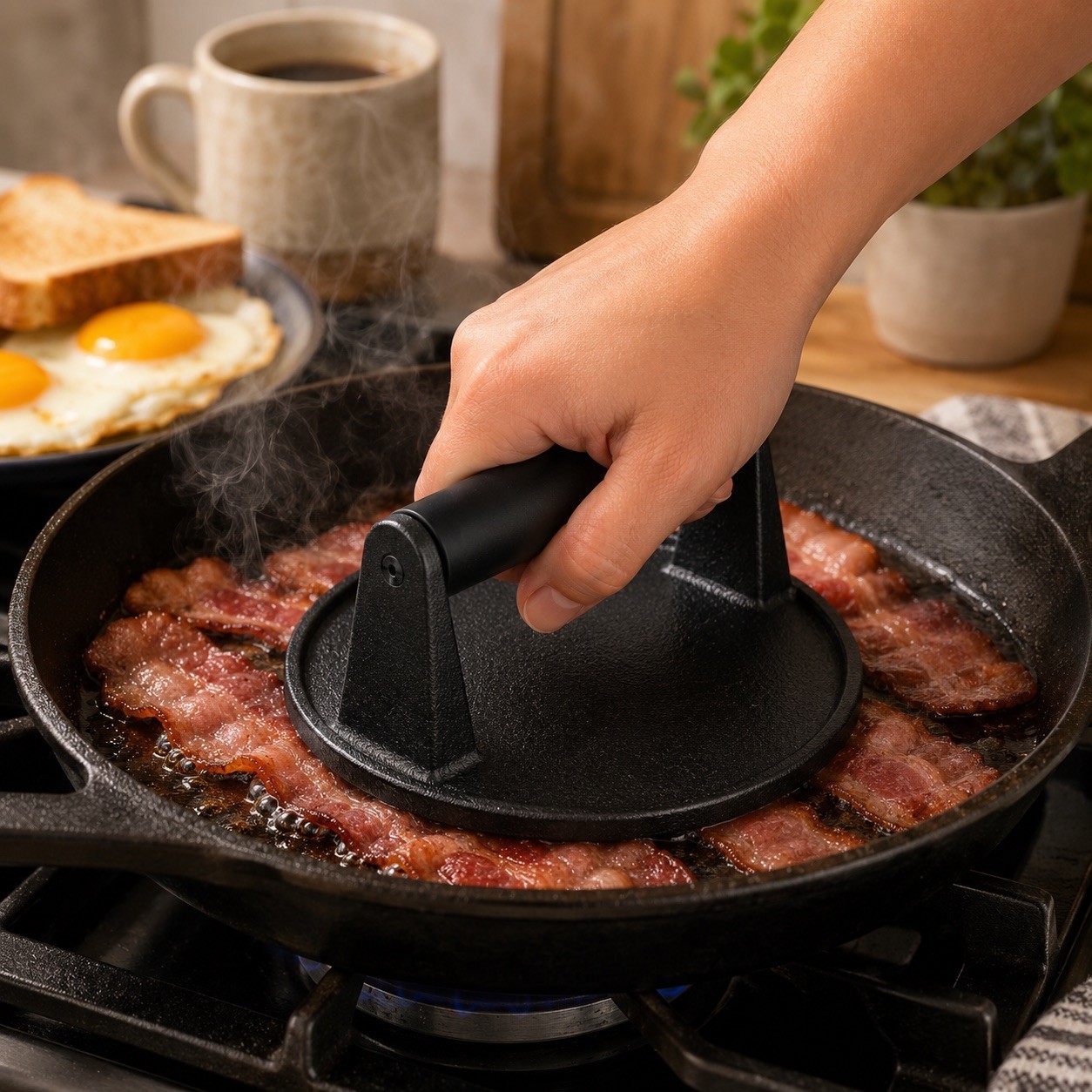 EAPPAY Heavy-Duty Cast Iron Meat PressEven Weight Distribution