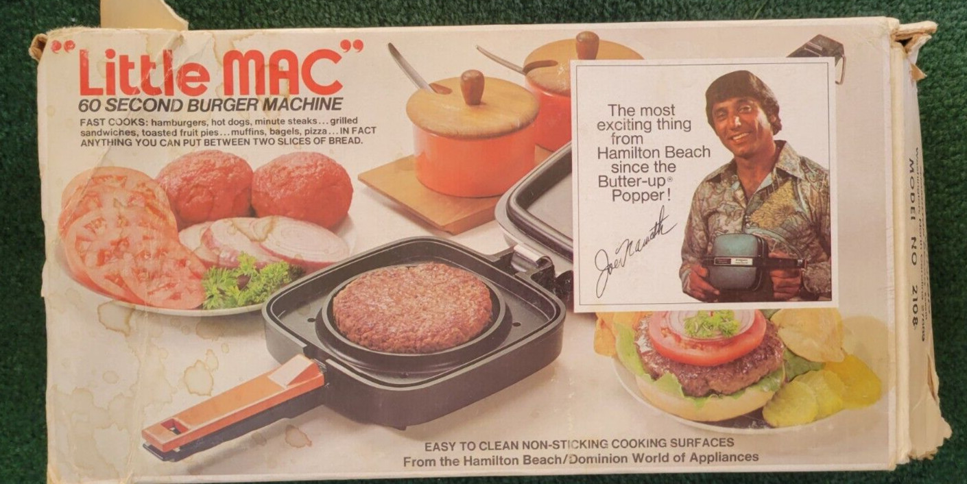 JOE NAMATH “Little Mac” 60 Second Burger Machine Hamburger Maker 2108