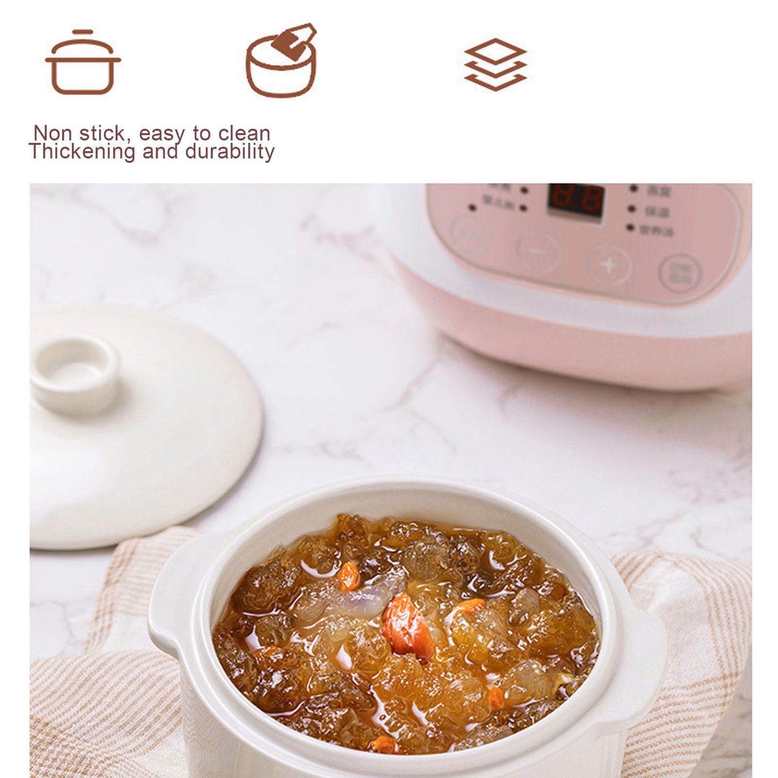 Electric Stew Pot 1L 200W Anti Dry Burn Safe Intelligent Electric Ceramic Cooker
