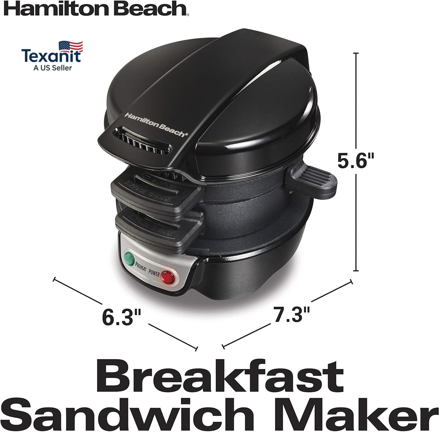 Breakfast Sandwich Maker with Egg Cooker Ring, Customize Ingredients, Perfect fo