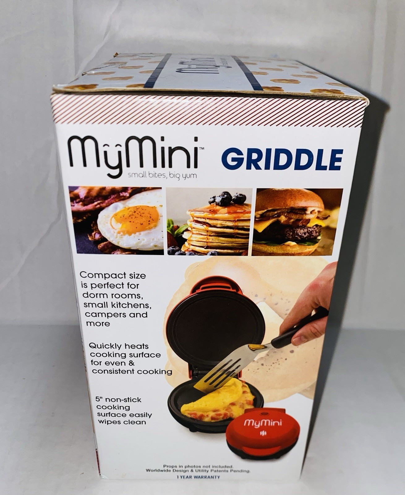 New Nostalgia My Mini Griddle 5” Nonstick Cooking Surface Compact Red 5” Plate