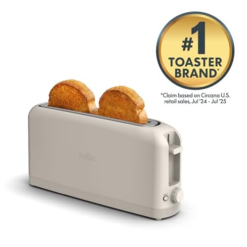 bella 2 Slice Slim Toaster, Fits-anywhere™ Kitchenware, 6 2 Slice, Oatmilk
