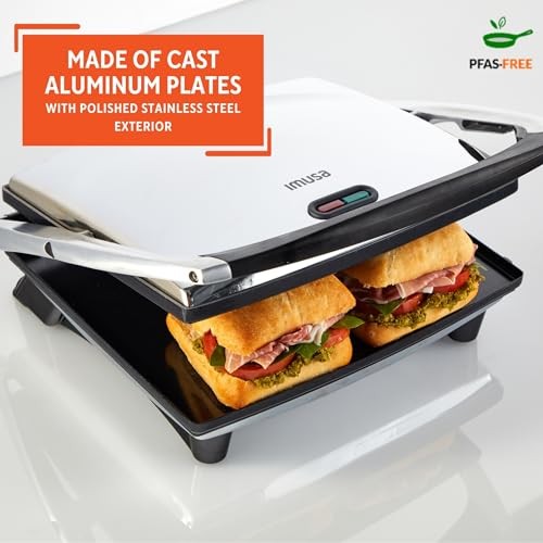 Electric Panini Press IMUSA 12x10in Stainless Nonstick