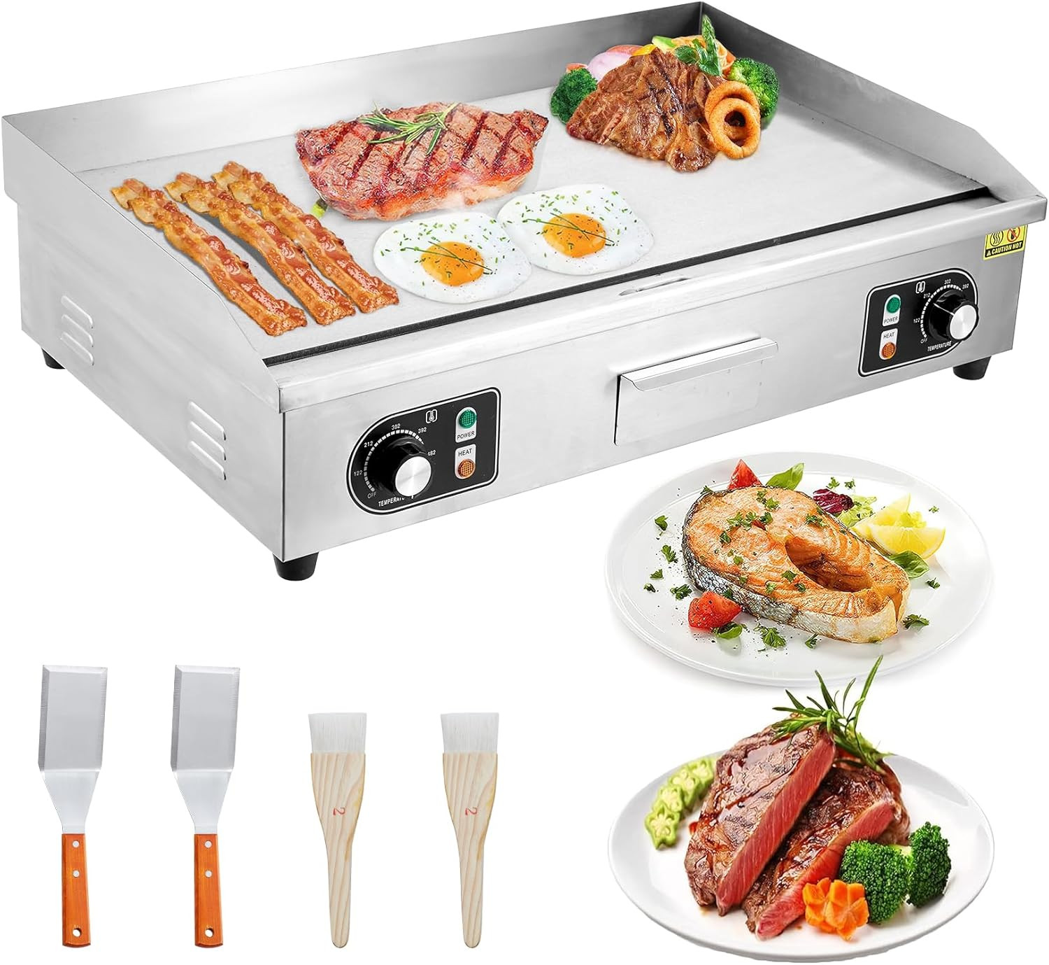 Professional Commercial Electric Griddle – 30-Inch 3000W Stainless Steel Flat To