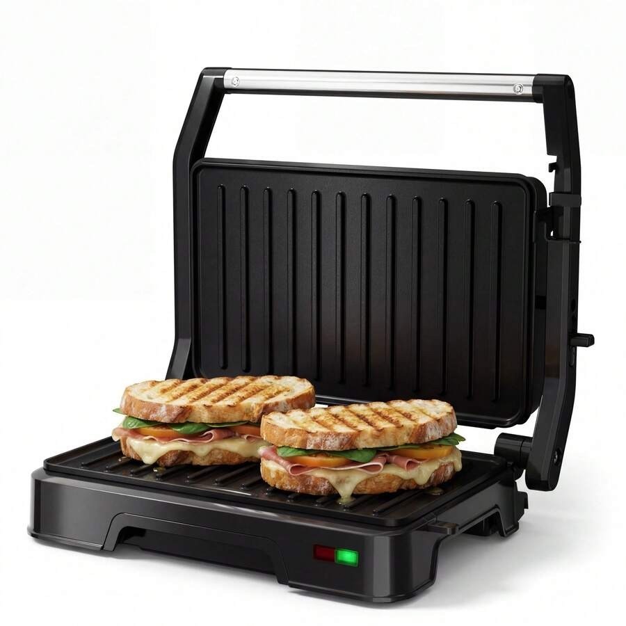Electric Panini Press Sandwich Maker 2 Slice 180 Degree Flat Grill Non Stick 850