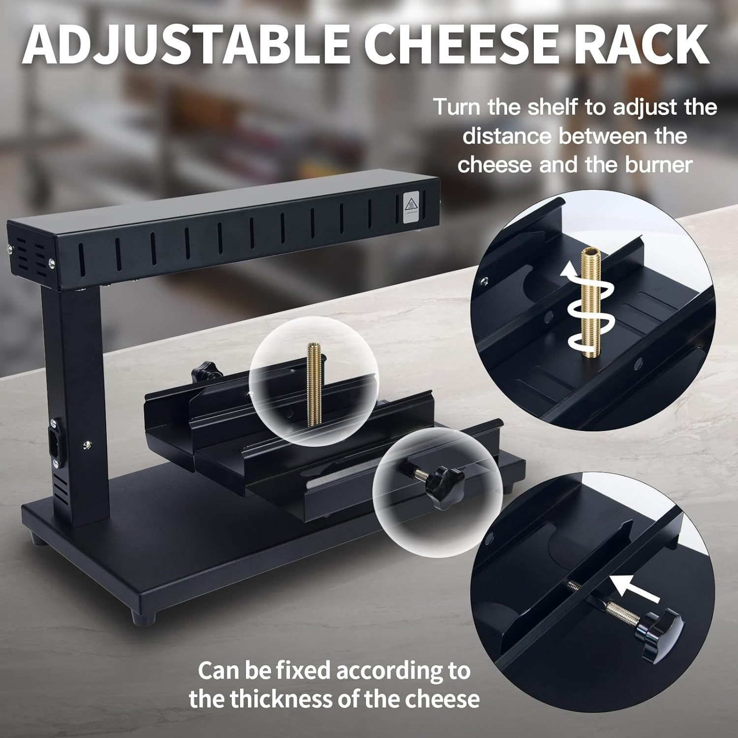 750W Electric Raclette Cheese Melter with Adjustable Height for Perfect Melting