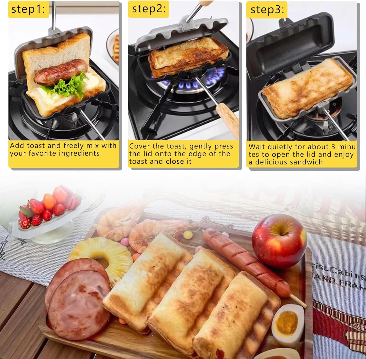Portable Hot Sandwich Maker Ideal Home & Outdoor Use Sandwich & Pie Maker