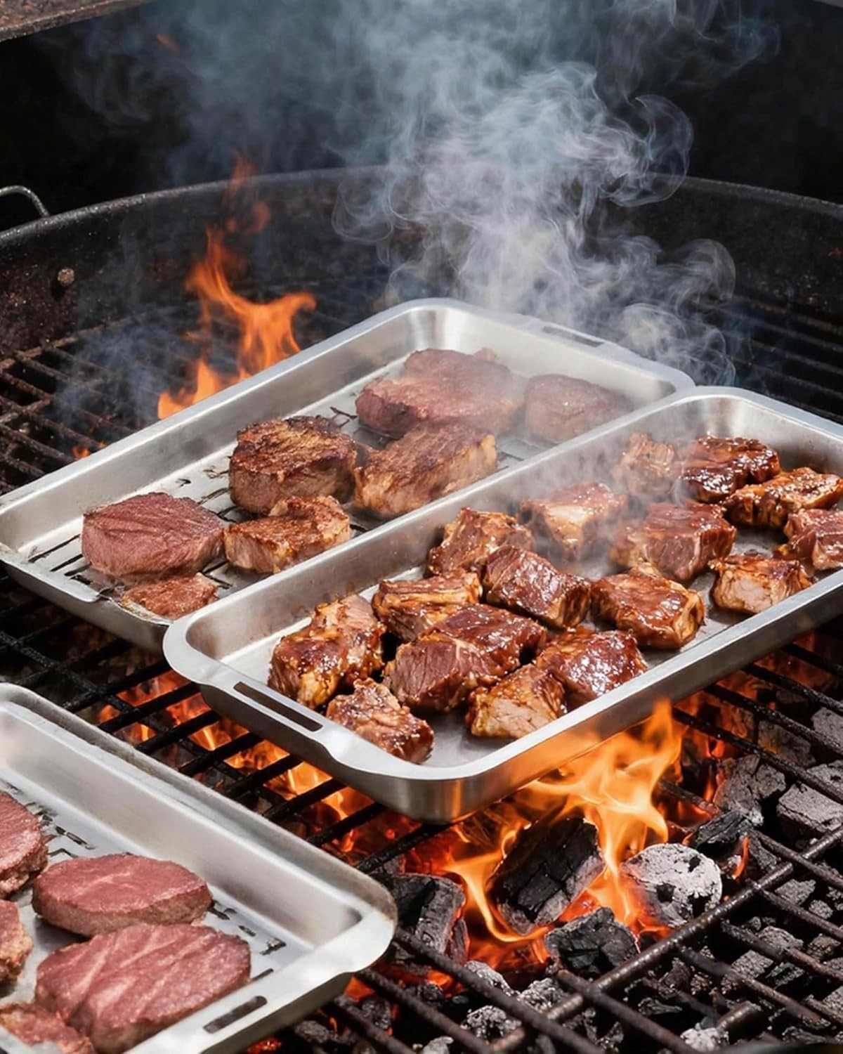 6-Piece Grill Tray Set | Stainless Steel Prep Pan with Cooling Rack, BBQ Gift
