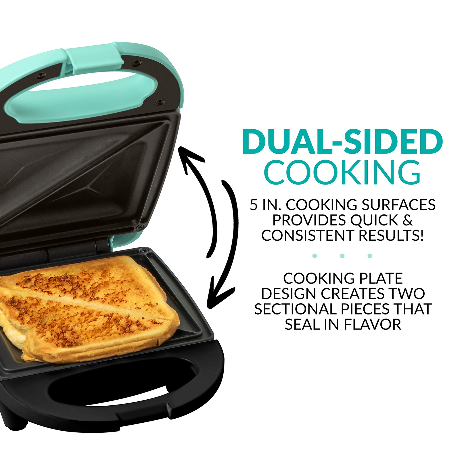 Mini Mint Green Sandwich Maker Quick Cooking for Paninis Quesadillas and More