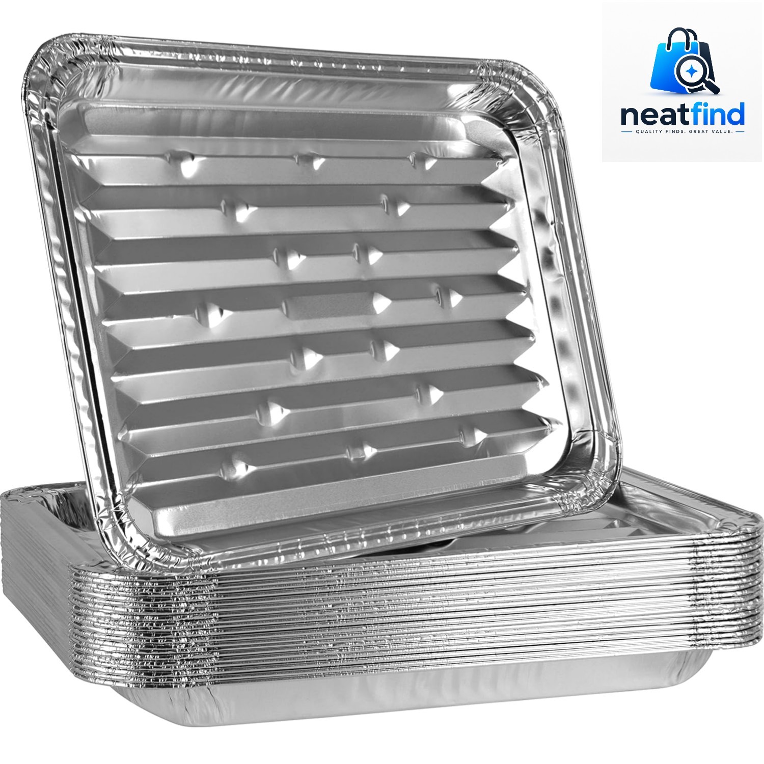Aluminum Grill Pans, Broiler Pans, Grill Liners, Durable with Ribbed Bottom S…