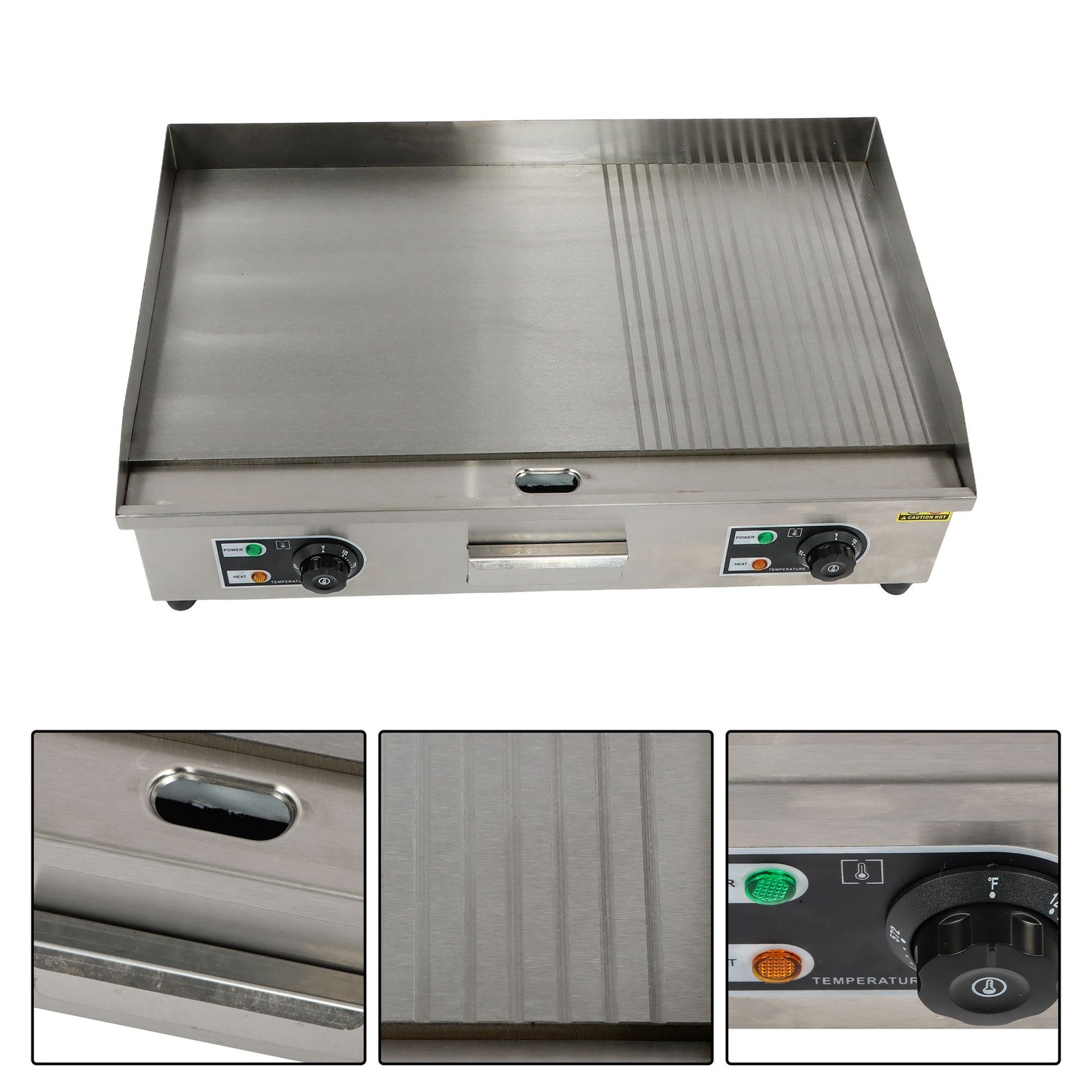 3000W 30″ Commercial Electric Griddle Fast Heat Up Semi-Flat Top Grill 122-572℉