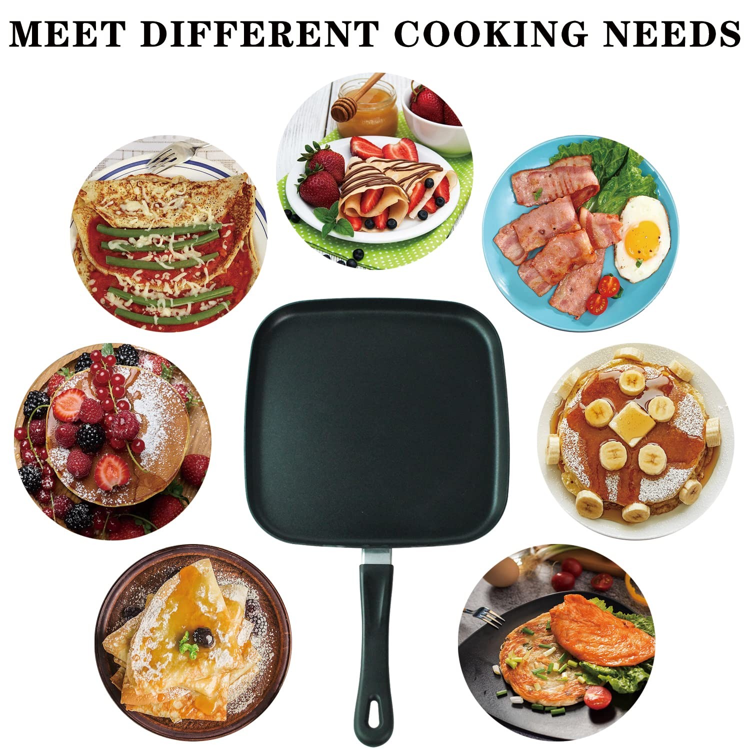 10 Inch Square Griddle Pan Nonstick Grill Skillet Omelette Cookware Pfoa Free