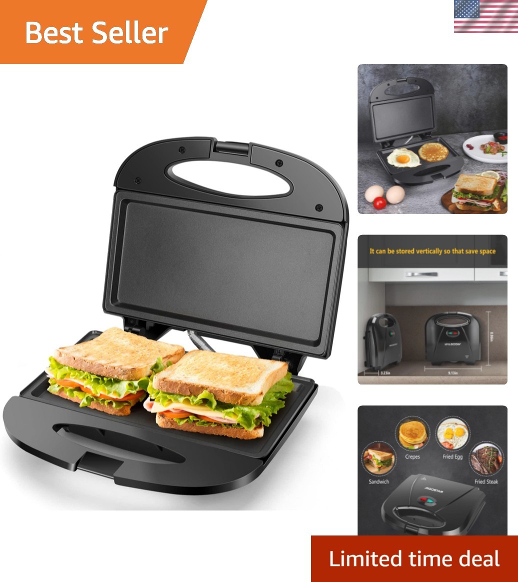 Effortless Sandwich Maker – Non-stick, Scratch Resistant with Cool Touch Handle