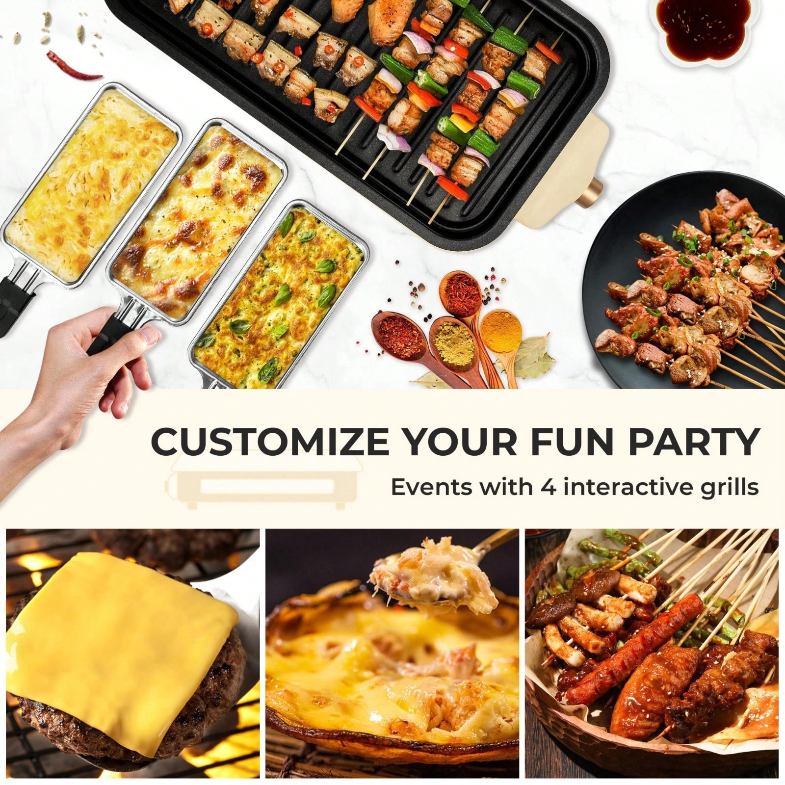 1700W Electric Indoor Grill Griddle 2 in 1 Nonstick Removable Plates