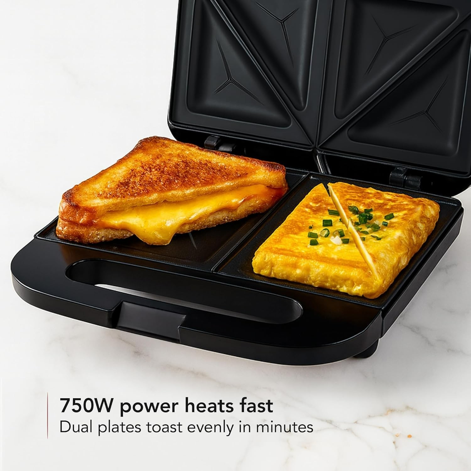 Electric Sandwich Maker with Non-Stick Plates, Indicator Lights, Cool Touch H…