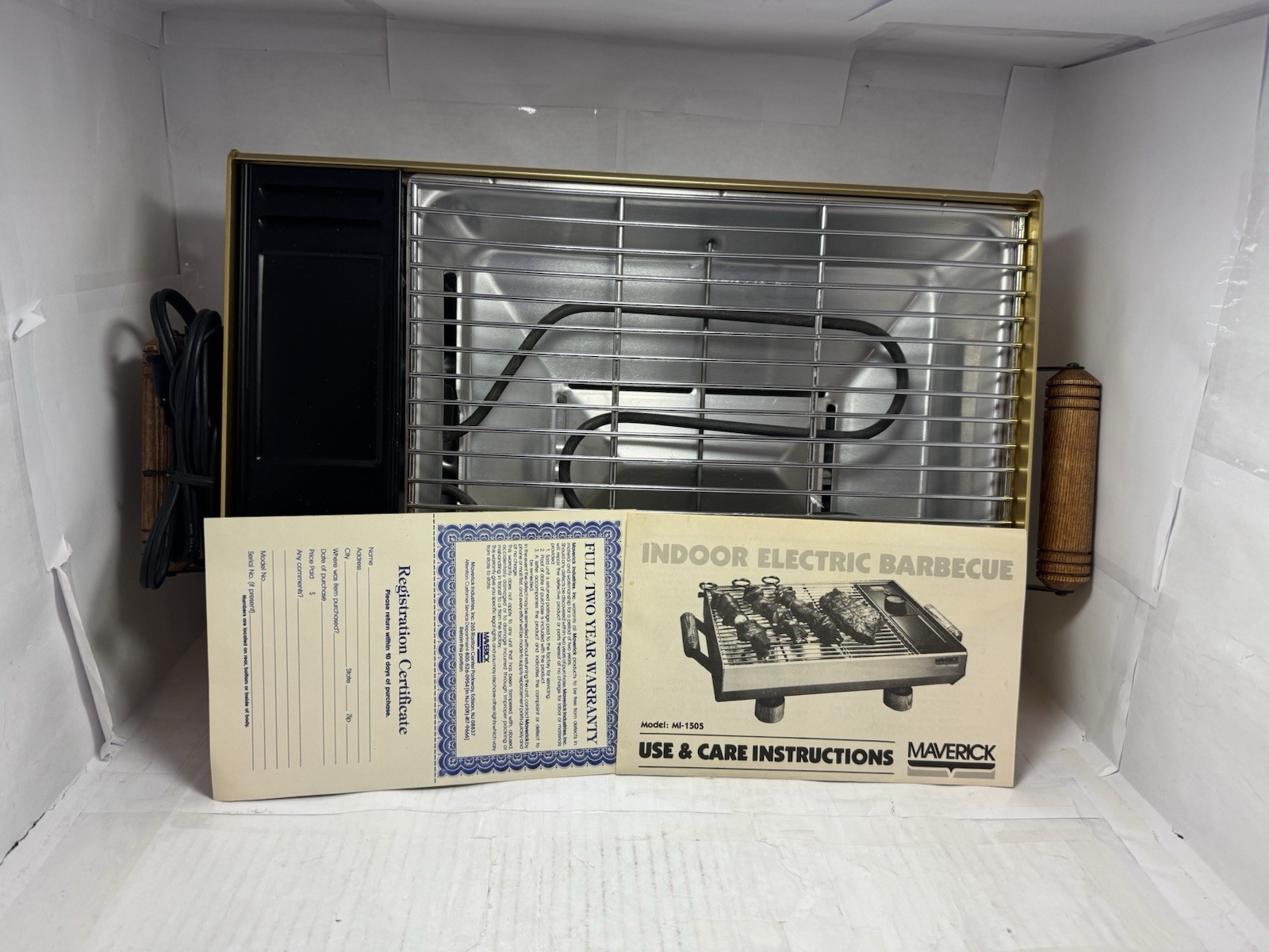 Vintage Maverick MI-1505 Indoor Electric Barbecue Grill 1200W Tested Working