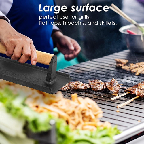 HaSteeL Bacon Hamburger Press for Griddle Flat Top Rectangular BBQ