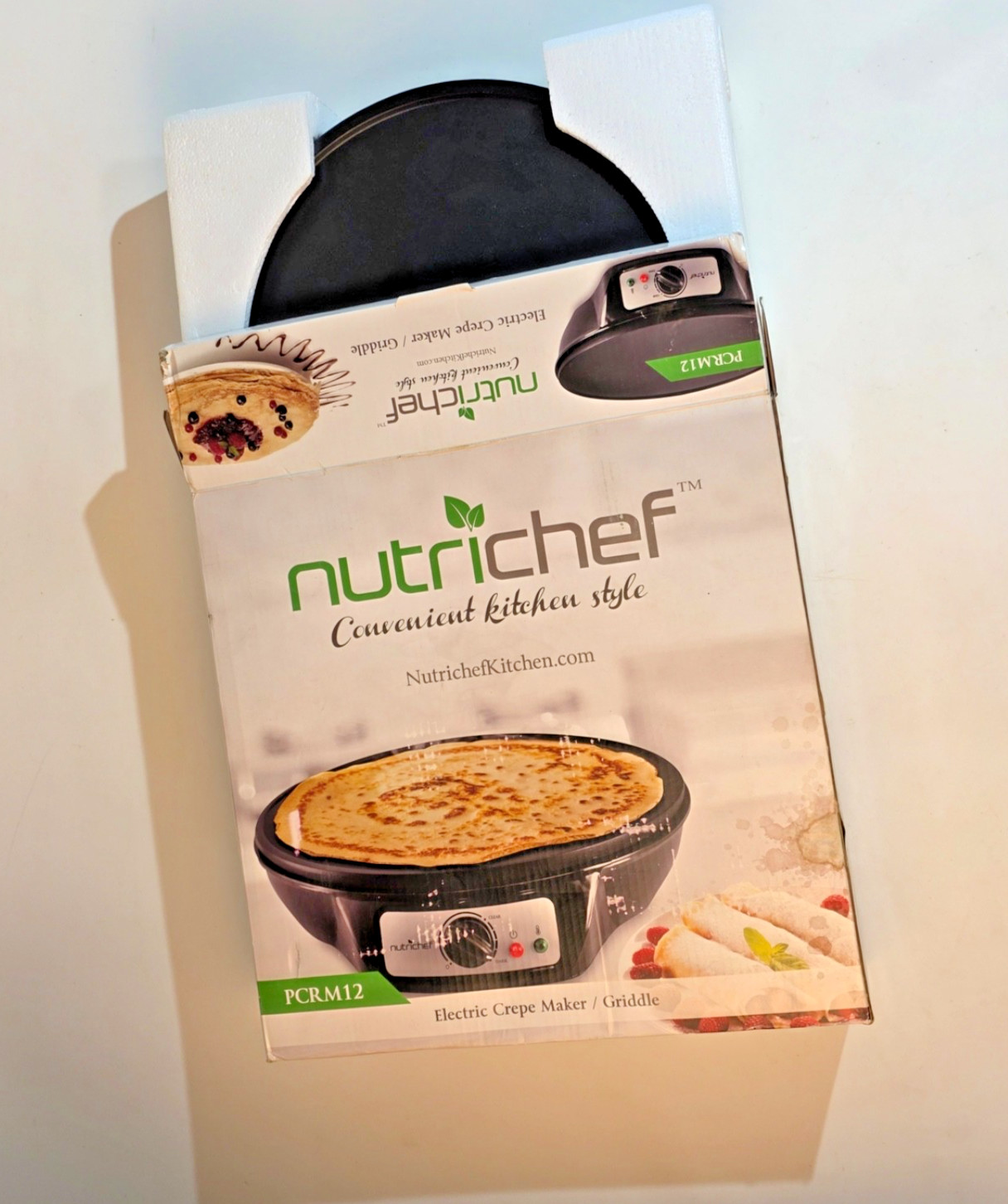Nutrichef Electric Crepe Maker & Griddle cooks crepes, pancakes, eggs and more
