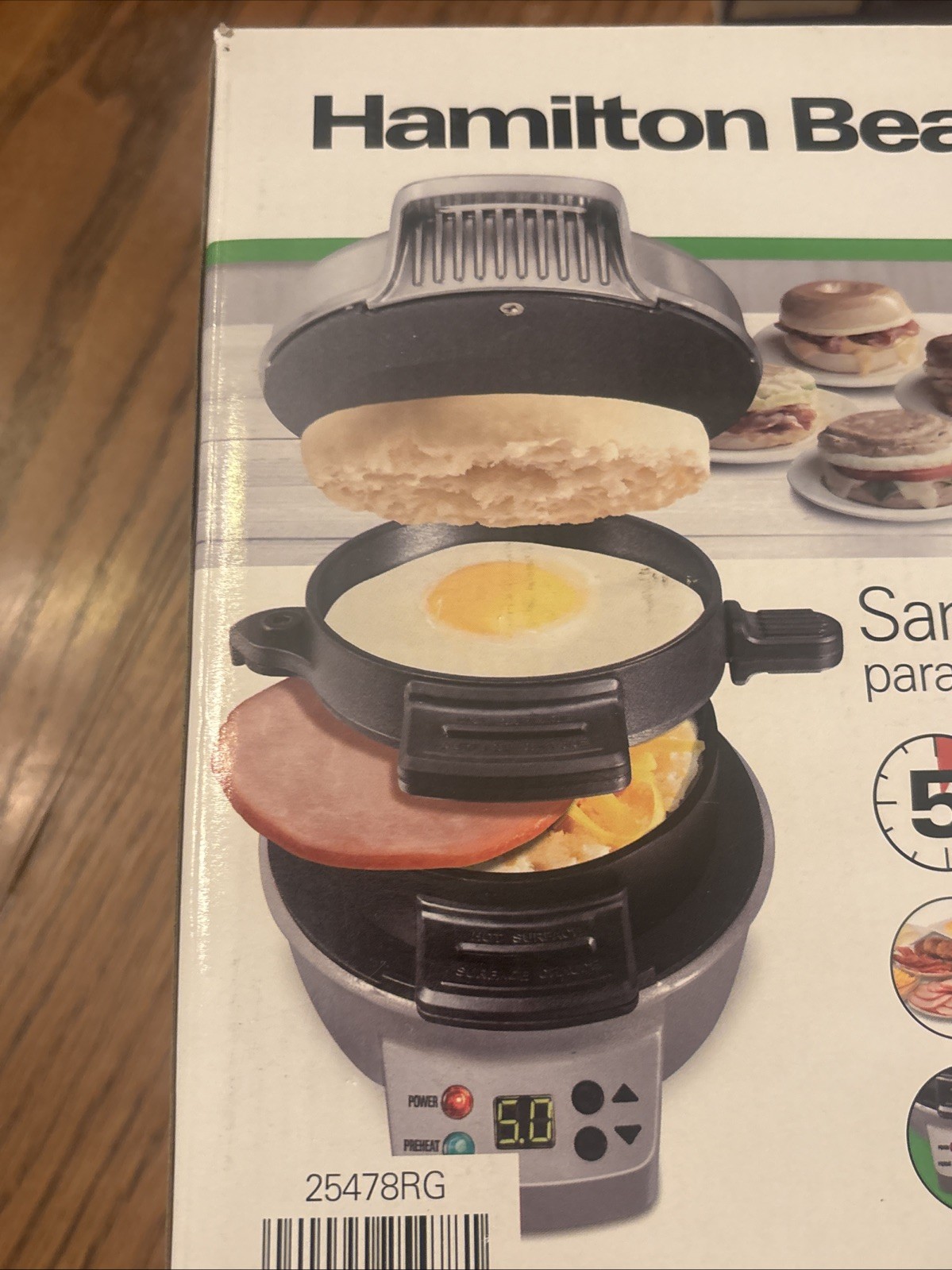 Hamilton Beach Breakfast Sandwich Maker Timer Nonstick Dishwasher Safe 25478