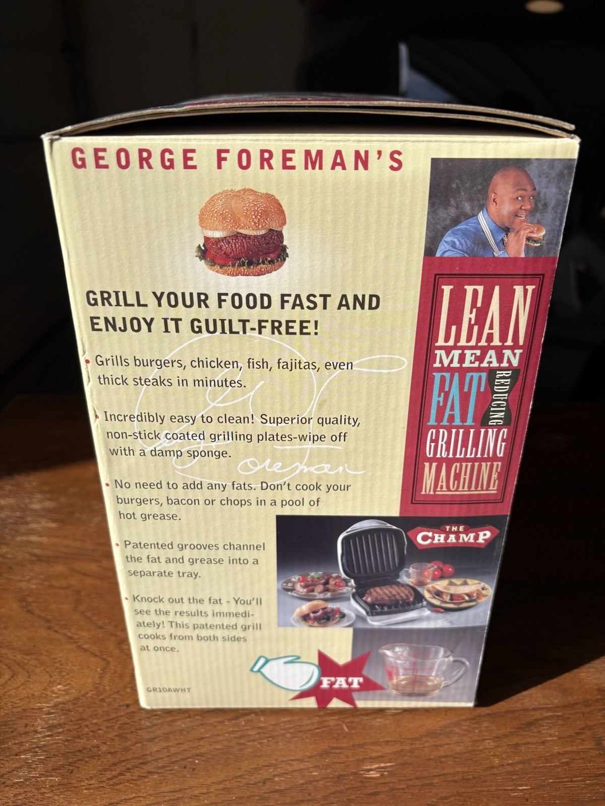 George Foreman The Champ GR10AWHT Electric Grill White Non-Stick Easy Clean