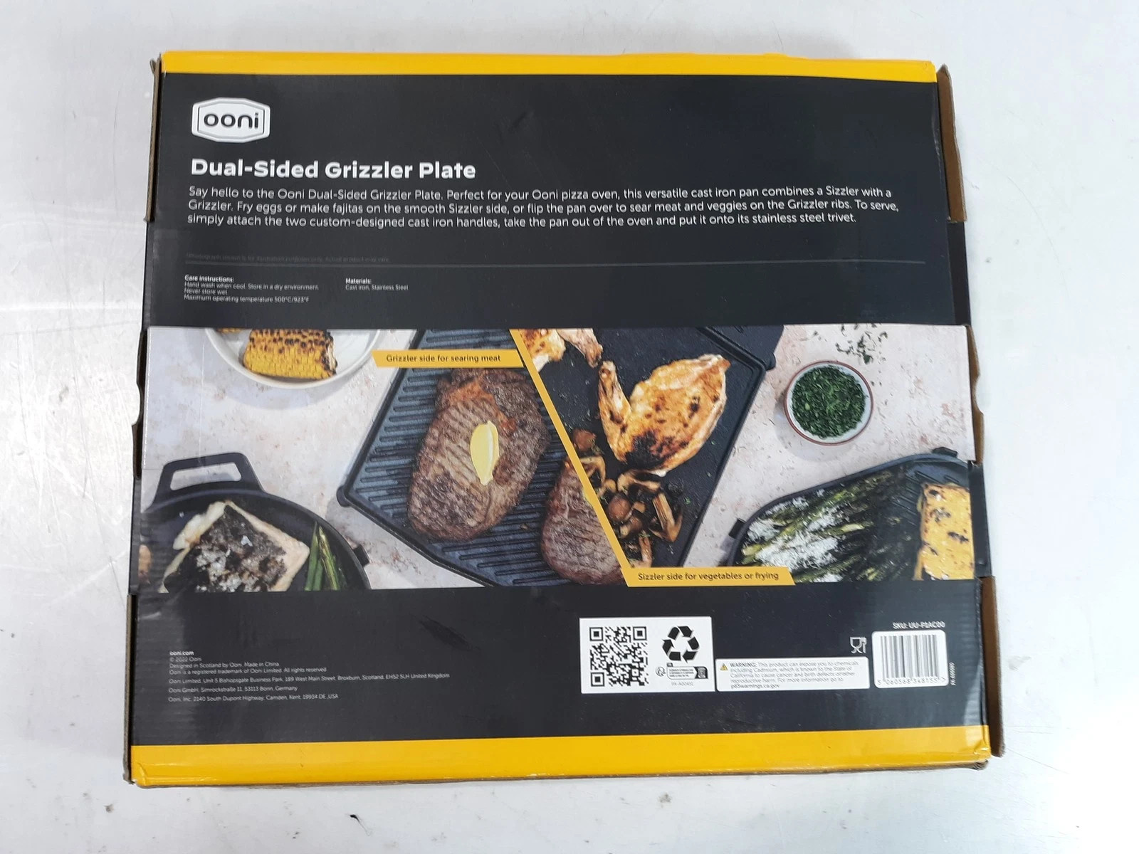 (NEW) Ooni Dual-Sided Cast Iron Grizzler Plate for Pizza Ovens