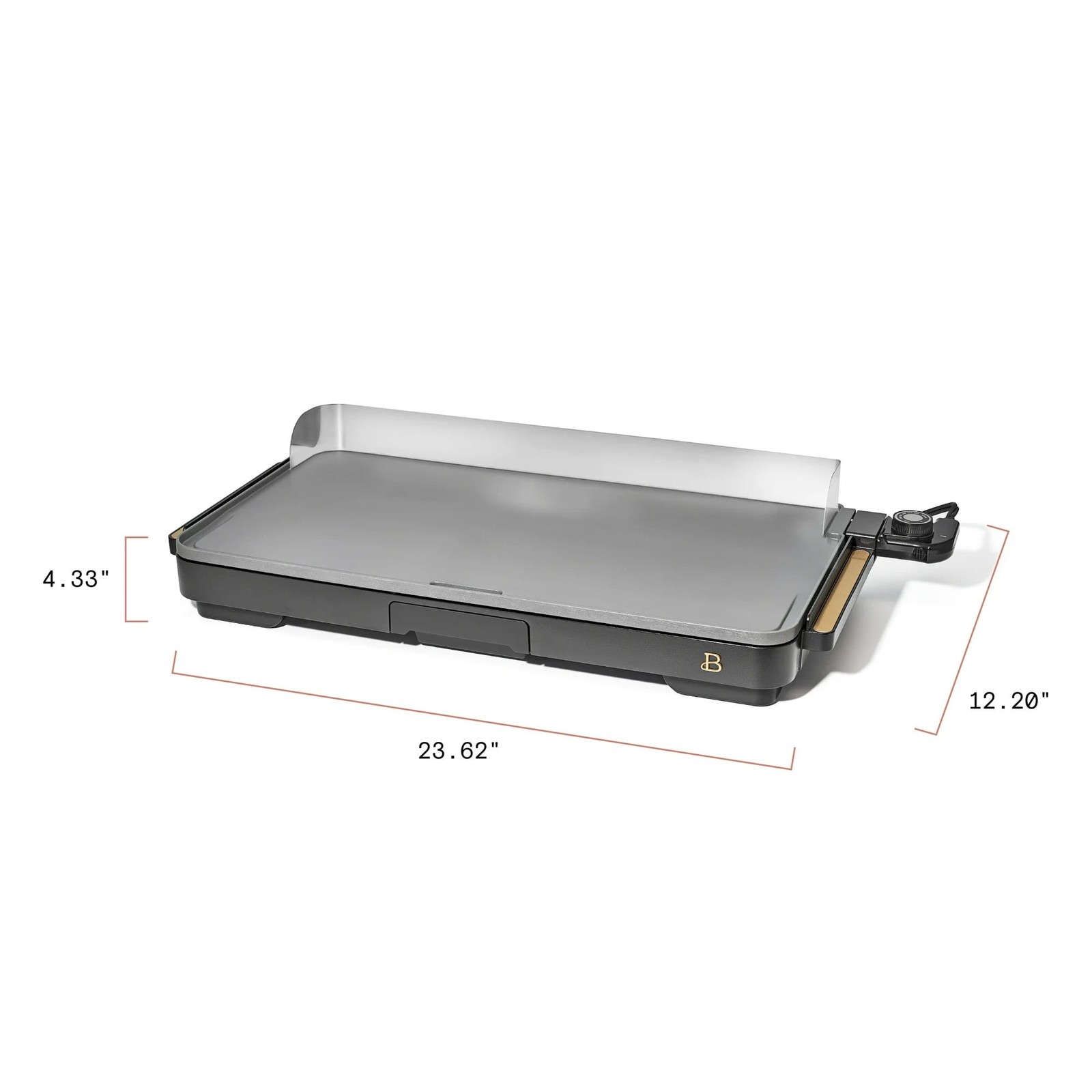 XL Electric Griddle 12″x22″ Non-Stick Oyster Grey by Drew Barrymore
