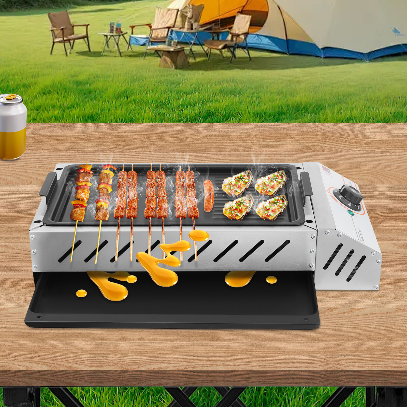 BBQ Grill Electric Barbecue Grill Electric Griller Griddle Table top Indoor BBQ