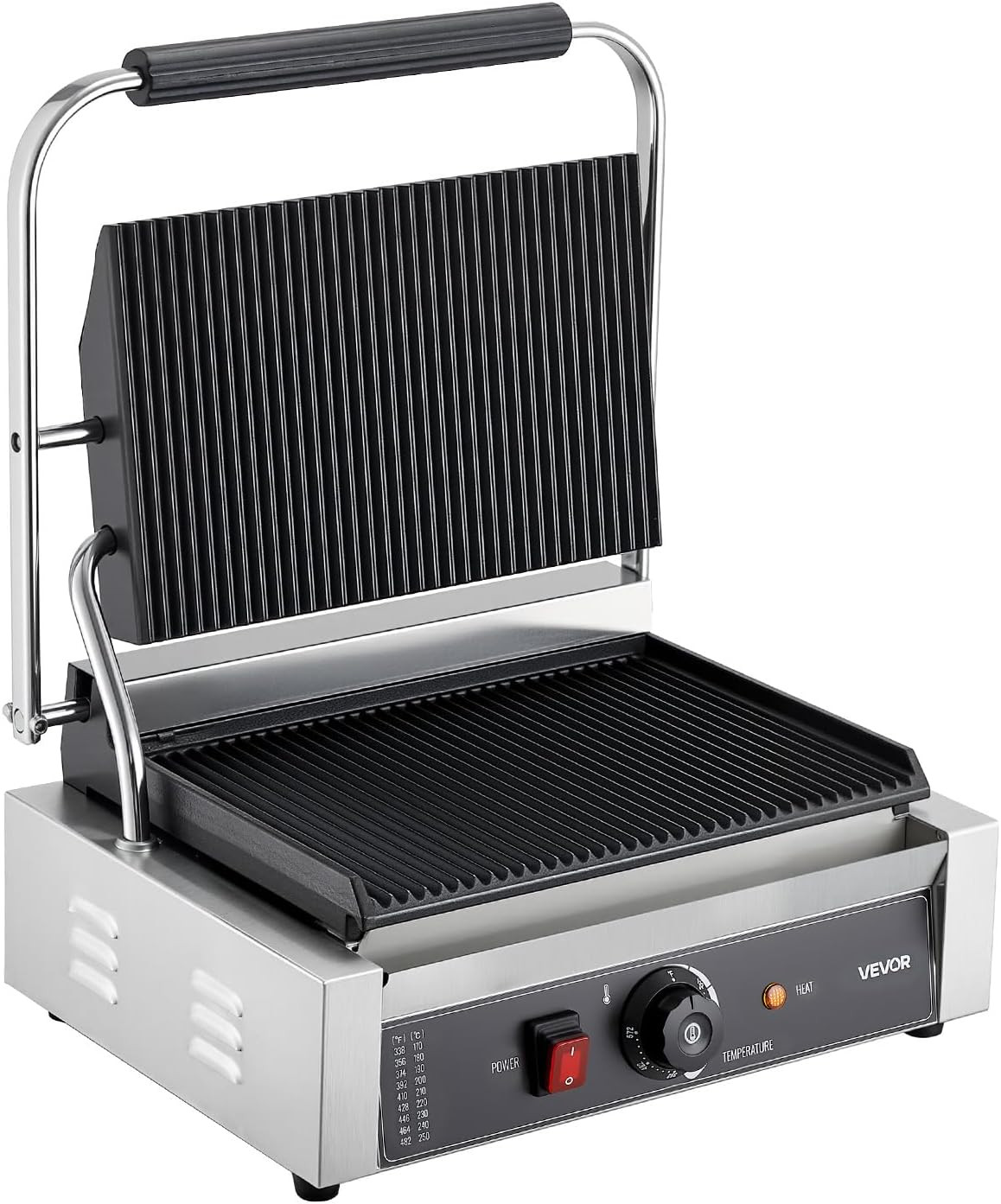 Commercial Panini Grill, 1800W Electric Sandwich Panini Maker, Stainless Steel S