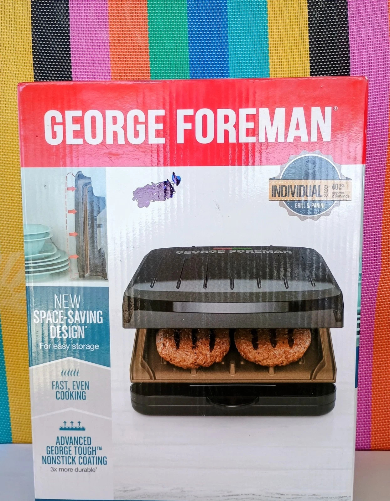 George Foreman 2-Serving Classic Plate Electric Grill Panini Press GRS040B