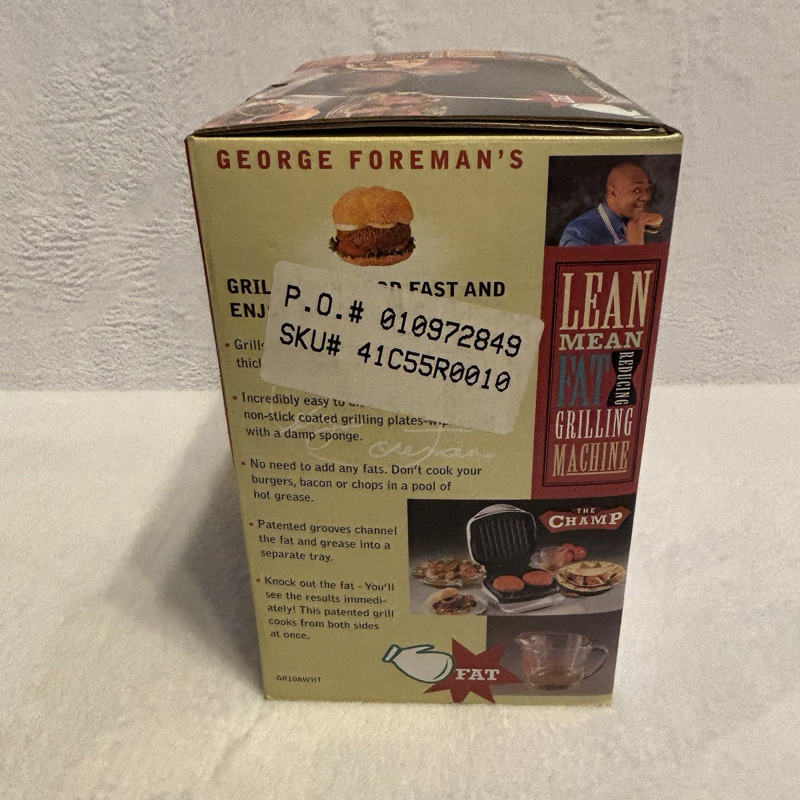 George Foreman’s The Champ Lean Mean Fat Reducing Grilling Machine GR10AWHT NIB