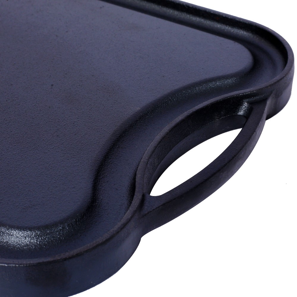 Reversible Grill/Griddle Pre-Seasoned Cast Iron Rectangular Double Griddle Pan
