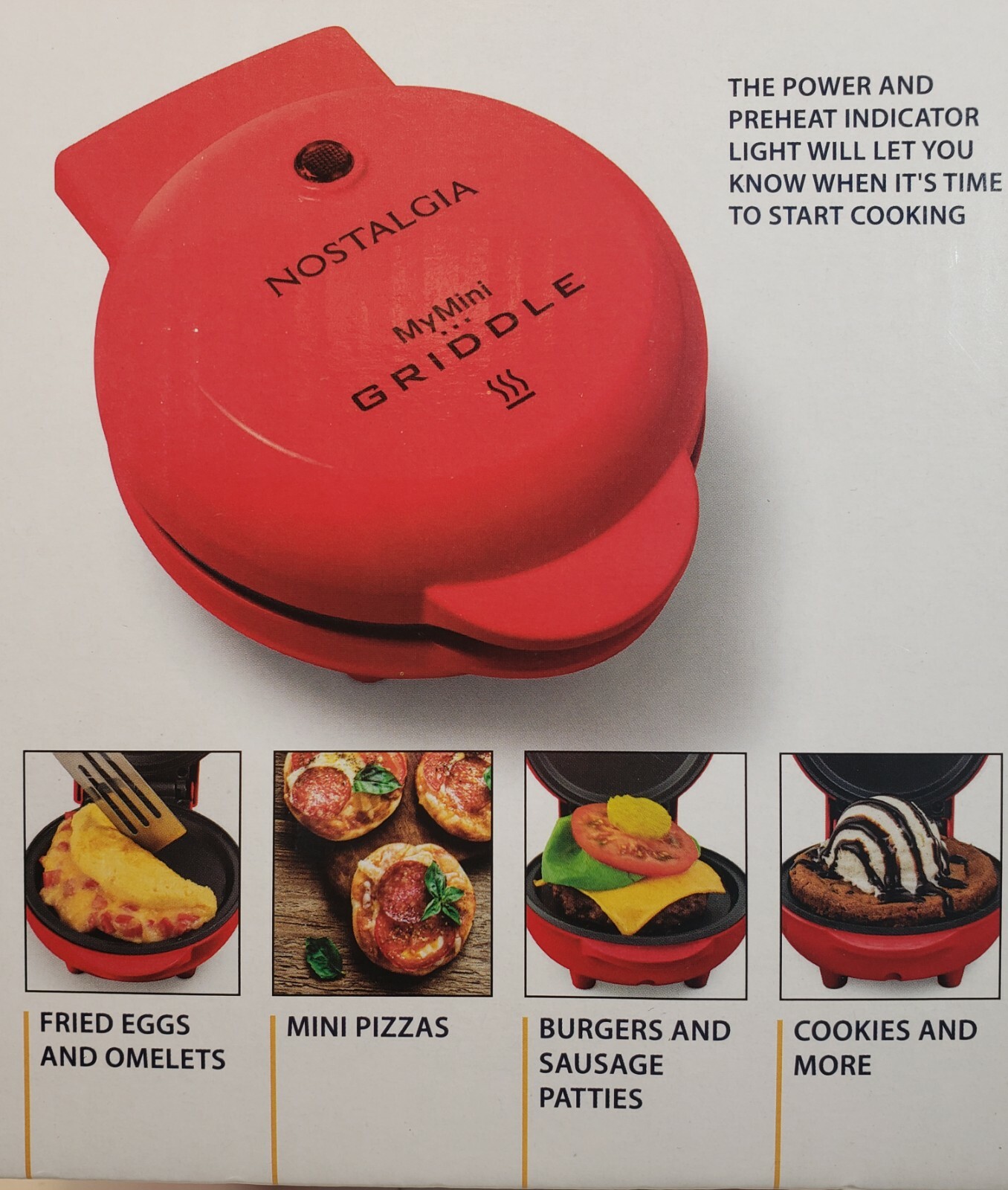 Nostalgia MyMini Non-Stick 5″ Compact Griddle Red Great Gift.