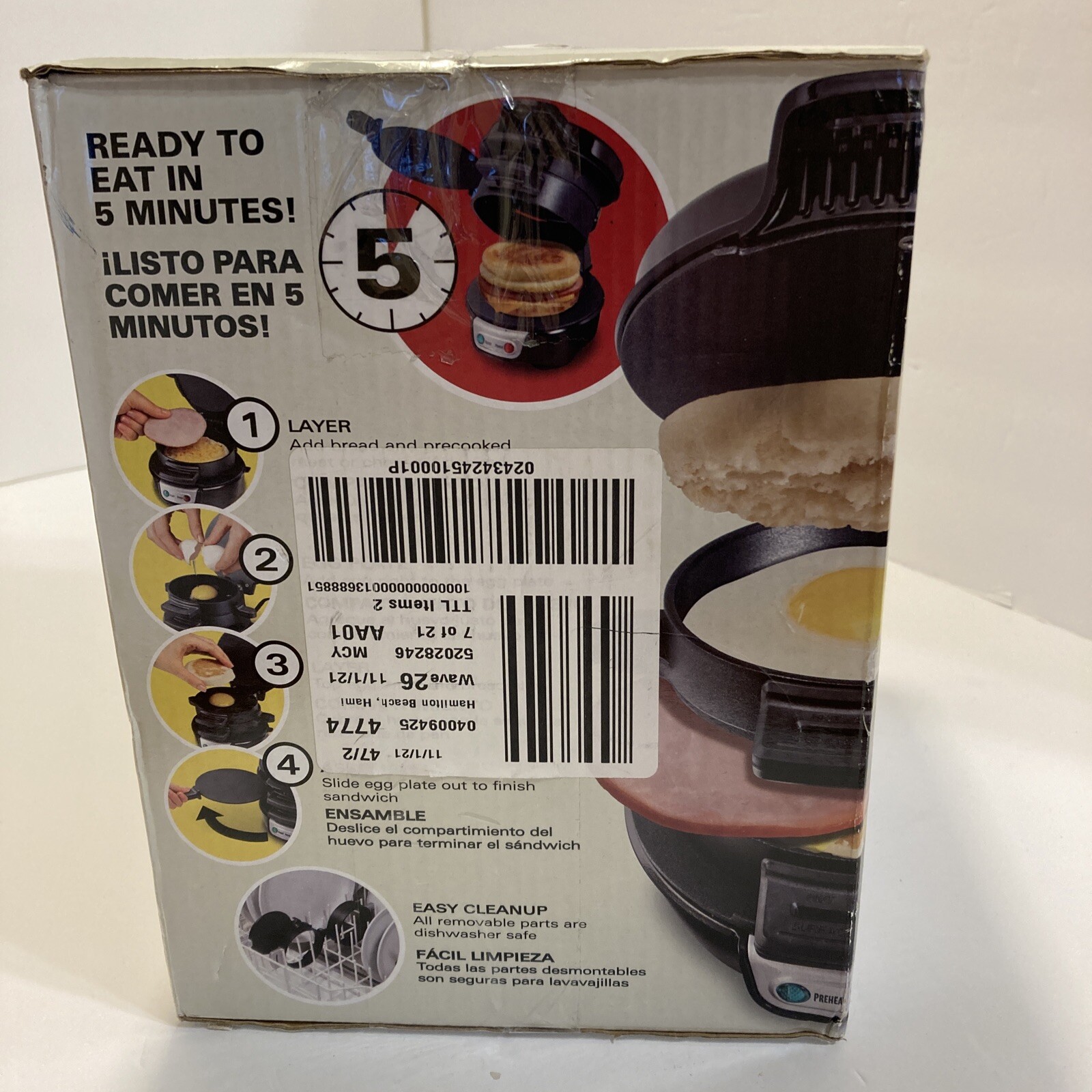 hamilton beach 25477 quick and easy breakfast sandwich maker