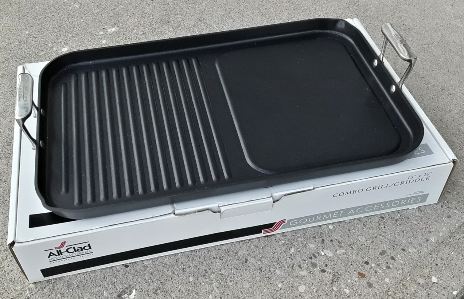 All-Clad Grill Griddle Combo Hard Anodized Nonstick 13X20 Double Burner OPEN BOX