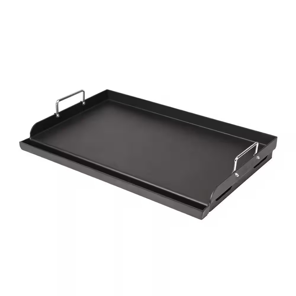 25 In. X 16 In. Pre-Seasoned Nonstick Cast Iron Griddle Black Flat Top with Grea