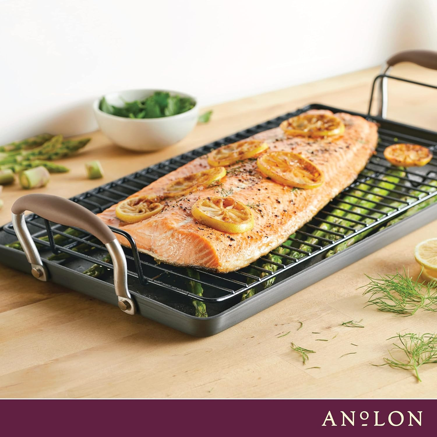 Advanced Home Hard Anodized Nonstick Double Burner Griddle/Grill Pan with Roasti
